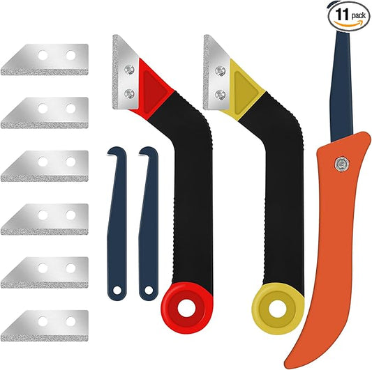 11Pcs Grout Removal Tool Kit 2 Tile Grout Saws with 6 Extra Blades 1 Bonus Hand Saw 2 Cleaning Blades Perfect for Tile Gap Cleaning and Repair