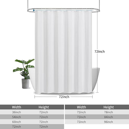 2-in-1 Waterproof Fabric Shower Curtain or Liner,Linen Textured,Breathable TPU & Washable Bathroom Shower Curtain Set with 12 Plastic Hooks,72"x72",White