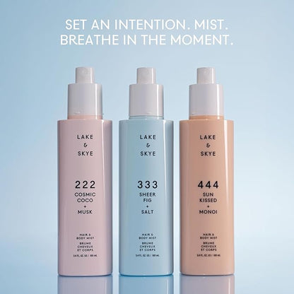 Lake & Skye 333 Sheer Fig + Salt Hair & Body Mist 3.4 Fl Oz (100 mL), Grapefruit Blossom, Salted Fig, Sandalwood, Hydrating