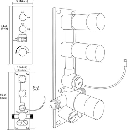 AYIVG 2 Way Pressure Balance Shower Diverter Mixing Valve Kit Digital Display Temperature Shower Valve Brass Matte Black Shower Rough-in Mixer Valve Concealed Shower Flow Control Replacement Valve