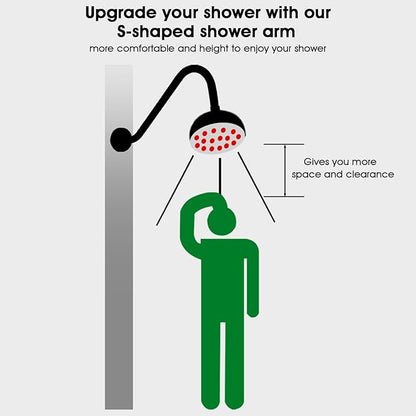 Shower Head Arm 10 Inch Brushed Nickel, RAINREVIVE S Shaped Shower Head Extender Arm with Flange