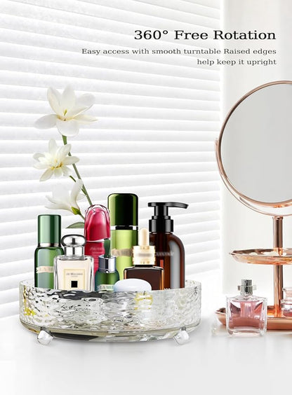 2 Pcs Lazy Susan Organizer, 9in &11in Elegant Lazy Susan Turntable Organizer, Modern Rotating Storage Organizer for Kitchen, Bathroom, Vanity, Countertop