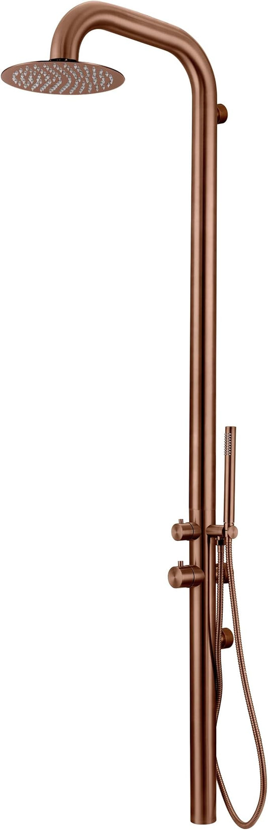 HEATGENE Outdoor Shower with Body Jets and Handheld, Wall-Mounted Shower Head for Outside/Poolside/Patio Drench Shower - Rose Gold