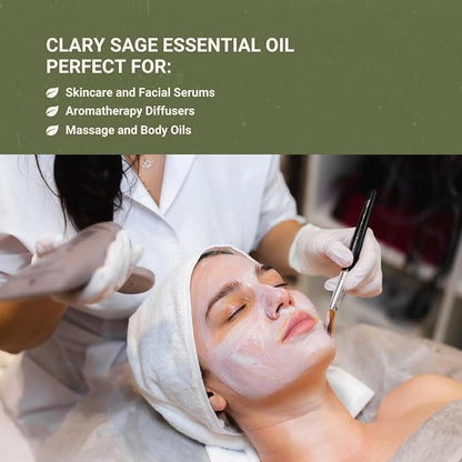 Clary Sage Essential Oil - Direct from France - Steam Distilled - Aceite de Salvia Esclarea for Aromatherapy, Massage, Diffuser, DIY Candle and Soap Making - 8oz
