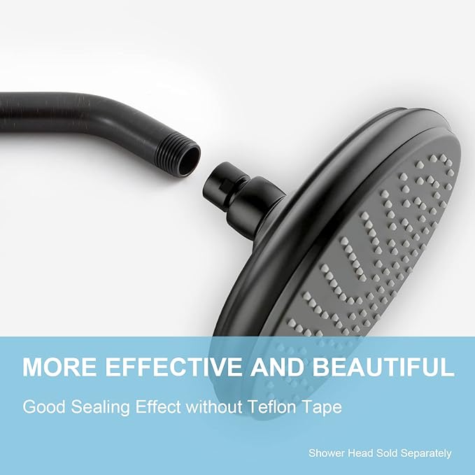 OFFO Shower Arm with Flange, 6 in Oil Rubbed Bronze Wall Mount Replacement Angle Shower Head Arm Wall-Mounted For Fixed Shower Head & Handheld Showerhead