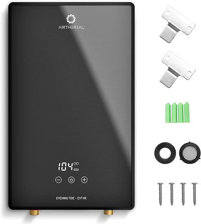 Airthereal Electric Tankless Water Heater, 9kW, 240Volts - Endless On-Demand Hot Water - Self Modulates to Save Energy Use - Small Enough to Install Anywhere - for Sink and Faucet, Evening Tide series