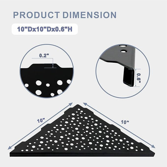 Shower Corner Shelf 10" No Drill,10" 304 Stainless Steel, Recessed Bathroom Shelves Grout in Shelf for Tiled Wall,Matte Black,2 Pack