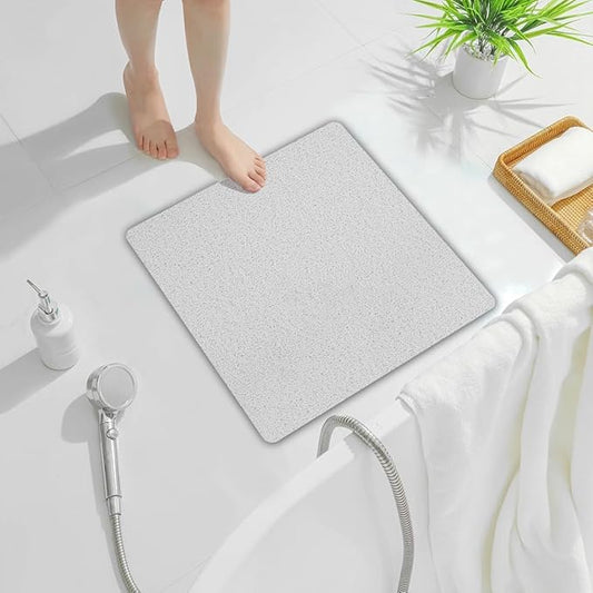 Non Slip Shower Mat, Comfortable Bath mat for Textured Surface,Quick Drying Easy Cleaning Shower Floor Mat for Wet Area,Without Suction Cups Grey 23 x 23