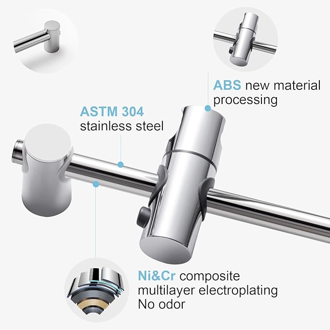OFFO Shower Slide Bar, 31 in Slide Bar with Adjustable Handheld Shower Head Holder for Bathroom Wall Mounted, Chrome Finish