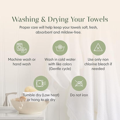 Springtree Home 100% Cotton Bath Towel Set | 6 Piece Set | Absorbent & Quick-Dry Bath Towels | Textured and Durable Cotton | Krista Collection - Bridal Rose