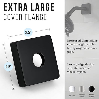 G-Promise All Metal 6-Inch Shower Arm with Flange, Wall-Mounted Stainless Steel Shower Pipe Replacement for Fixed and Handheld Shower Heads, Matte Black