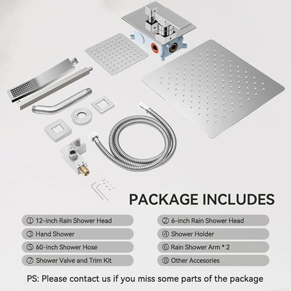 Shower Faucet Set Shower Systems, STARBATH 3 Way Shower Faucet with 2 in 1 Handheld, Ceiling Mount 12+6" Dual Rain Shower Head for Two People (6"+12" Shower Head-Handheld-Wall Mounted, Chrome)