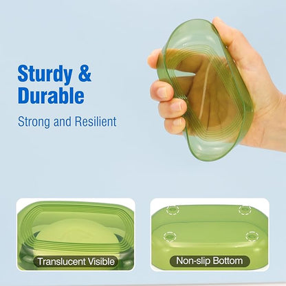 Soap Holder - Portable Travel Soap Case with Draining Layer - Perfect for Bathroom, Gym, Camping, Traveling (Green)