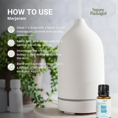Marjoram Essential Oil - Direct from Al Sheikh for Export Egypt - Steam Distilled - Aceite de Mejorana for Aromatherapy, Massage, Diffuser, DIY Candle and Soap Making - 8oz