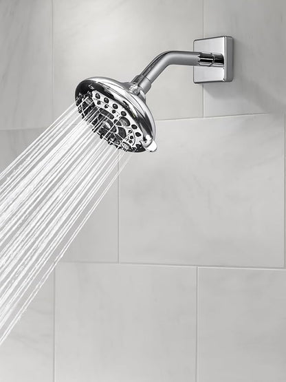 G-Promise All Metal 6-Inch Shower Arm with Flange, Wall-Mounted Stainless Steel Shower Pipe Replacement for Fixed and Handheld Shower Heads, Chrome