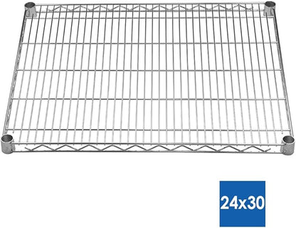 SI 24"d x 30"w x 54"h Chrome Wire Tiered Shelving Unit with 5 Adjustable Shelves, 600lbs Capacity Each, Silver