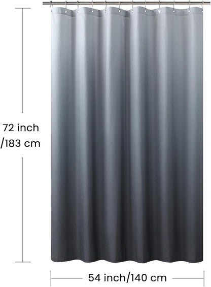 Stall Fabric Shower Curtain, Gray Ombre Narrow Cloth Shower Curtains for Bathroom, Modern Bathroom Small Curtains, 54" W x 72" H