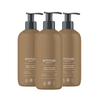 ATTITUDE Limited Edition Liquid Hand Soap, EWG Verified, Plant and Mineral-Based, Vegan Personal Care Products, Vanilla Caramel, 16 Fl Oz (Pack of 3)