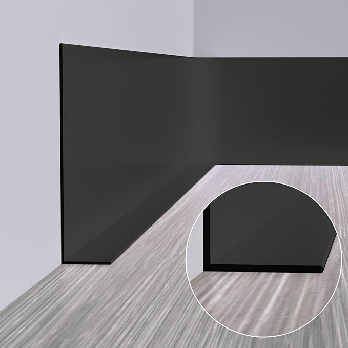 Duzzy Flexible Baseboard Molding Trim, 5 Inch(W) x 40 Feet(L) Peel and Stick Rubber Wall Trim Molding, Self-Adhesive Vinyl Wall Base Cove Base