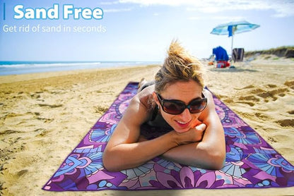 4 Pack Microfiber Oversized Lightweight Beach Towel 71"x32" XL Extra Large Thin Sand Free Towels Travel Swim Pool Yoga Gym Camping for Adults Women Men Beach Essentials Accessories Vacation Gift