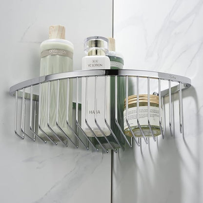 Corner Shower Caddy Organizer, SUS304 Stainless Steel Heavy Duty Rust-Proof Shelf Organizer, Wall Mounted Storage Rack for Bathroom, Brushed Chrome
