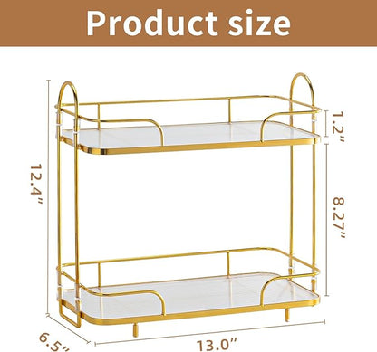 Seoneiro 2 Tier Corner Bathroom Counter Organizer, Cosmetic Skincare Organizer, Bathroom Countertop Perfume Tray Vanity Organizer, Kitchen Spice Corner Storage Shelf