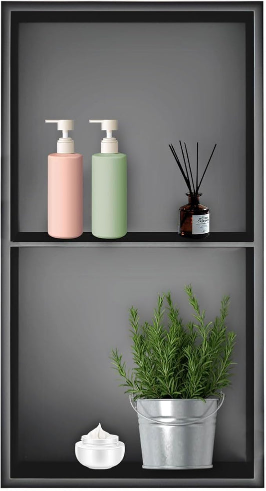 Shower Niche, Stainless Steel Elegant Bathroom Niche, No Tile Needed Recessed Shower Shelf Organizer for Storage