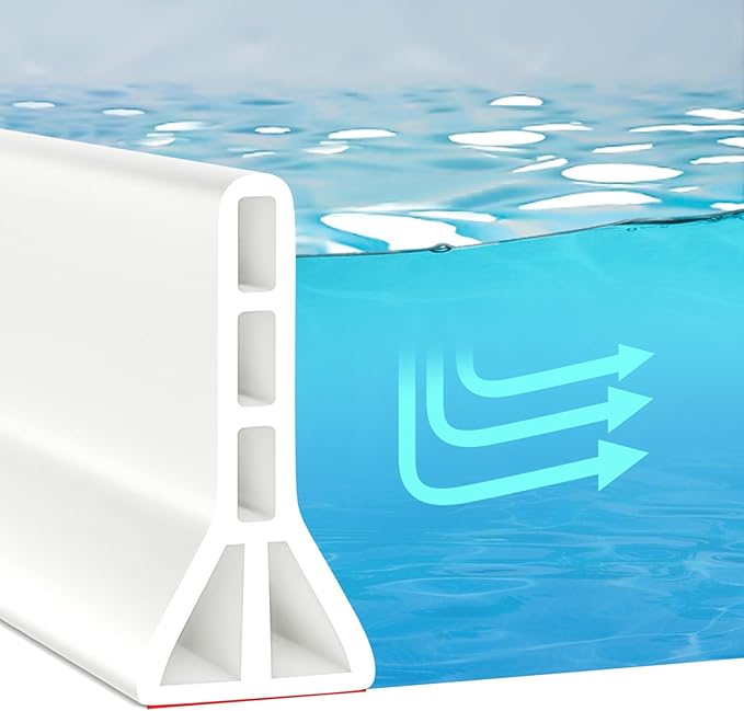 (Upgraded)3” High Shower Threshold Water Dam 122 Inch Collapsible Shower Barrier Water Stopper Shower Water Guard Dry and Wet Separation for Bathroom Kitchen and More(10ft)