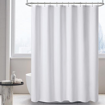 120GSM Ultimate Waterproof Fabric Shower Curtain Liner - TPU Lamination Technology with 3 Magnets,Machine Washable,71x72 Inch Soft Cloth Shower Curtain or Shower Liner,for Bathroom(White)