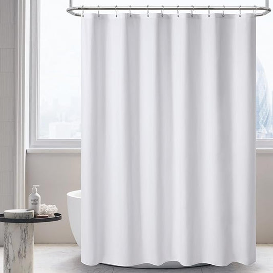 120GSM Ultimate Waterproof Fabric Shower Curtain Liner - TPU Lamination Technology with 3 Magnets,Machine Washable,71x84 Inch Soft Cloth Shower Curtain or Shower Liner,for Bathroom(White)