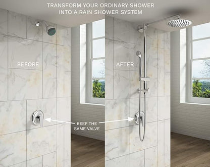 Fennocasa Polaris 1 Rain Shower System, includes 8” Rainfall Shower Head, High Pressure Handheld Combo, 3-Setting Handheld Spray, Height Adjustable Spray Holder, 60” Hose (Oil Rubbed Bronze)