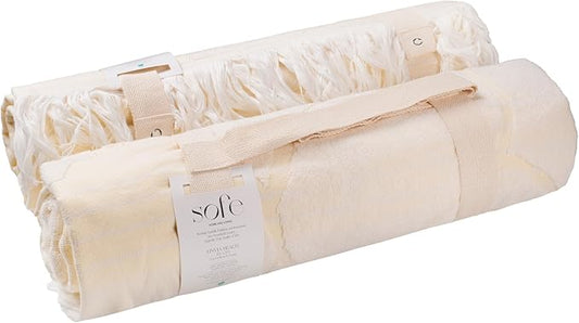 SOFE H&L | LINVIA Foutah Quick Dry Beach Towel Pack of 2 (35” x 70”) CARETTA - Yellow | Lightweight, Premium, Fade Resistant, Durable | Travel Towel, Turkish Beach Towel with Shoulder Strap