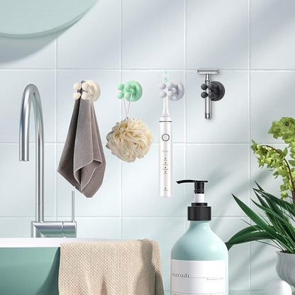 Silicone Toothbrush Holders for Bathrooms - 6 Pcs Green Wall Mounted Shower Razor Holder