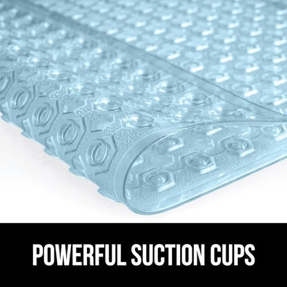 GORILLA GRIP Patented Square Shower Stall Mat, Small Bathtub Floor Mats for Stand Up Showers with Suction Cups and Drainage Holes, Machine Washable, Soft on Feet, Bathroom Accessories 21x21 Inch, Blue