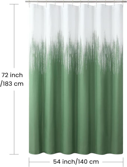 Stall Fabric Shower Curtain, Green and White Ombre Shower Curtains for Bathroom, Modern Decorative Bathroom Curtains, 54" W x 72" H