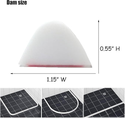 1/2" High Collapsible Shower Threshold Water Dam Barrier 67" Shower Water Stopper Barrier Shower Splash Guard For Walk In Shower Water Guard Suitable For Bathrooms Kitchens To Block Water Flow White