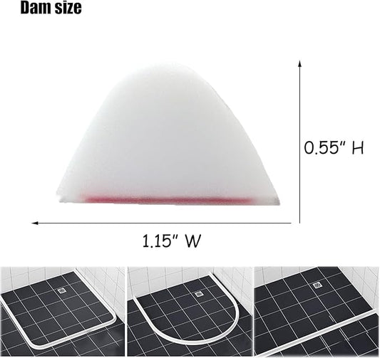 1/2" High Collapsible Shower Threshold Water Dam Barrier 39" Shower Water Stopper Barrier Shower Splash Guard For Walk In Shower Water Guard Suitable For Bathrooms Kitchens To Block Water Flow White