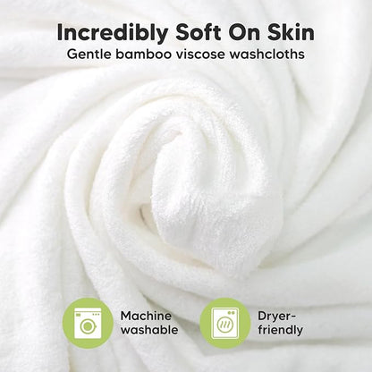 6-Pack Baby Washcloths - Soft Absorbent Viscose from Bamboo Wash Cloths for Babies, Kids, Toddlers, Infant, Newborn Bath Towels, Gentle on Sensitive Skin, 10x10 Reusable Face Towels (Soft Lilac)