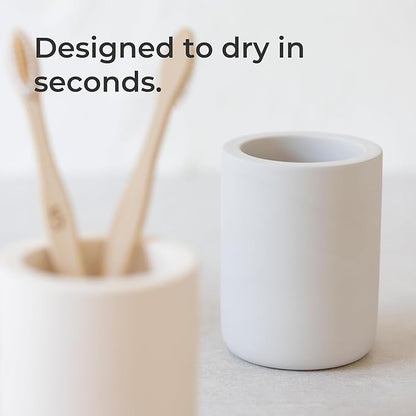 Selegna Drying Stone Toothbrush Holder, Diatomite Toothbrush Holders for Bathroom, Quick Drying Electric Toothbrush & Toothpaste Holder Cup, Diatomaceous Earth Bathroom Sink Organizer (Beige)
