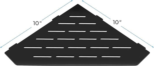 FerdY 2-Pack 10" Matte Black Recessed Corner Shower Shelf, for Tiled Bathroom Walls, 304 Stainless Steel Floating Shelf, Shower Caddy Storage Shelves, No Drilling Required, Striped Diamond