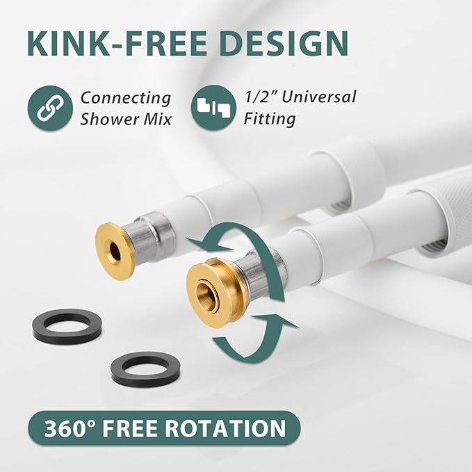 Silicone Shower Hose Extra Long,Explosion Proof Anti Winding Showerhead Hose,Used In Showerheads Spray Bidet Bathing Toilet Cleaning Flexible RV Shower Hoses Replacement (White, 79 In)