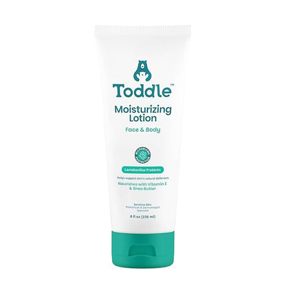 Probiotic Moisturizing Lotion for Face & Body, Eczema & Dry Skin Relief, Fragrance-Free with Vitamin E, Shea Butter for Sensitive Baby & Kids Skin, Pediatrician-Approved, 8oz