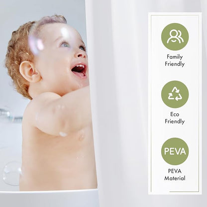 Amazer White Shower Curtain Liner with Magnets, 72x78 Plastic Shower Liner PEVA Waterproof Medium Weight Inside Shower Curtains Liner for Bathroom with Rustproof Grommet