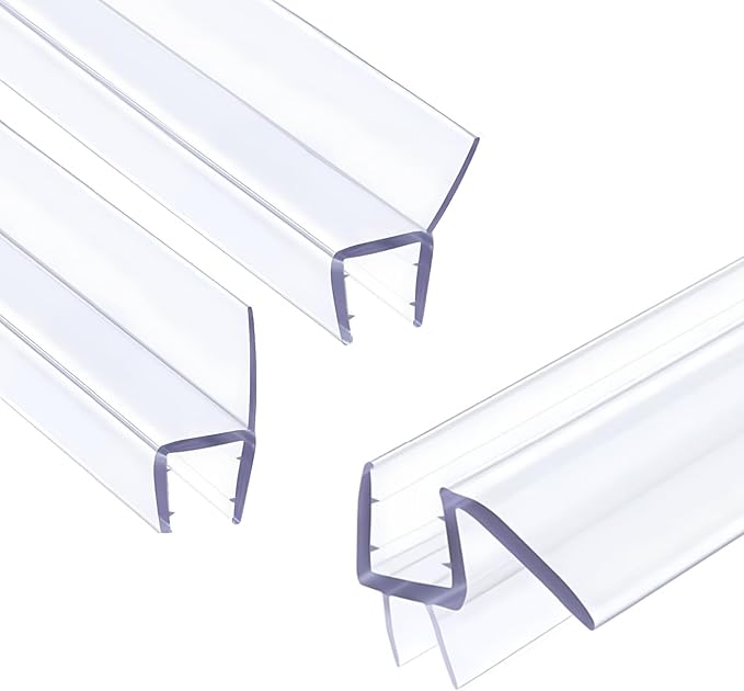 Shower Door Seal Strip Kit 3 Packs, 2 PCS 76" Shower Door Side Seals and 1 PC 36" Shower Door Sweep Bottom Seal for 3/8" (10mm) Thick Glass Shower Door Polycarbonate