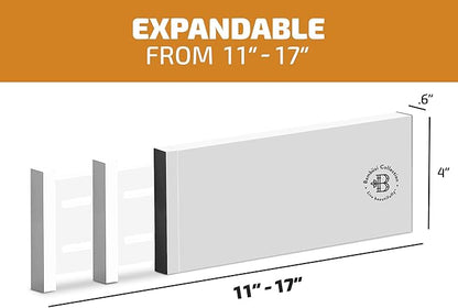 6 Pack Drawer Dividers 4 Inch High, 11”-17" Adjustable Bamboo Organizers Large Expandable Drawer Separators for Cloths, Dresser, Bedroom, Bathroom, Baby Drawer, Office & Kitchen Utensils (White)
