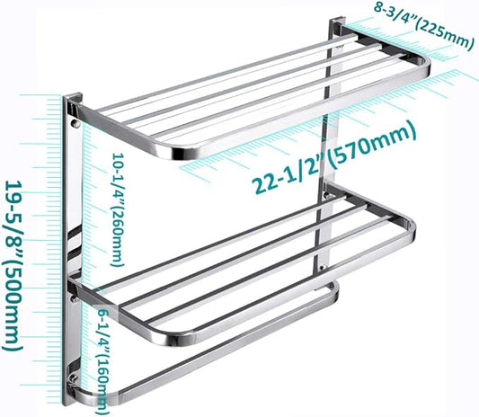 LUANT 3-Tier Bathroom Shelf with Towel Bars, Stainless Steel Wall Mounting Rack,22-1/2 Inch
