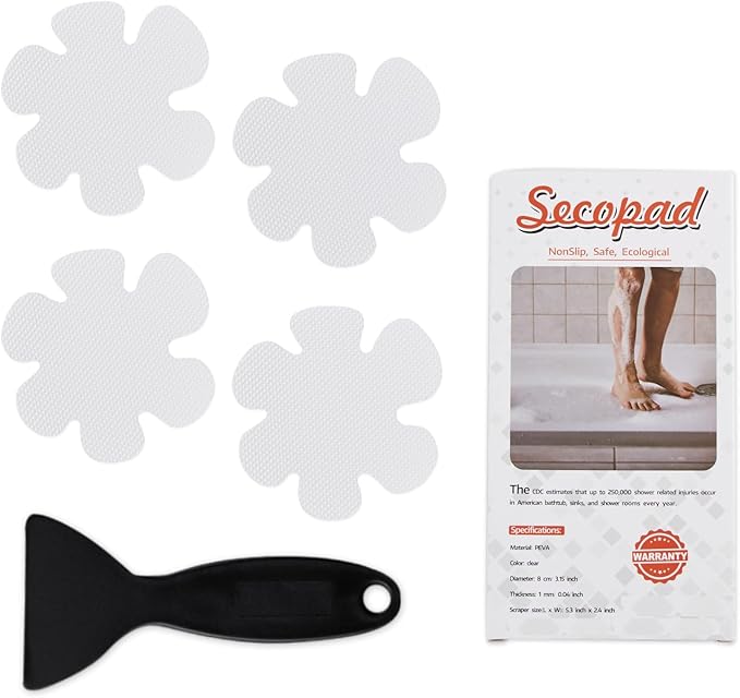 Non-Slip Bathtub Stickers Safety Bathroom Tubs Showers Treads Adhesive Decals Scraper (White Snowflake)