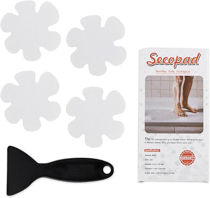 Bathtub Stickers Non-Slip, Safety Shower Treads Adhesive Appliques with Premium Scraper (White)