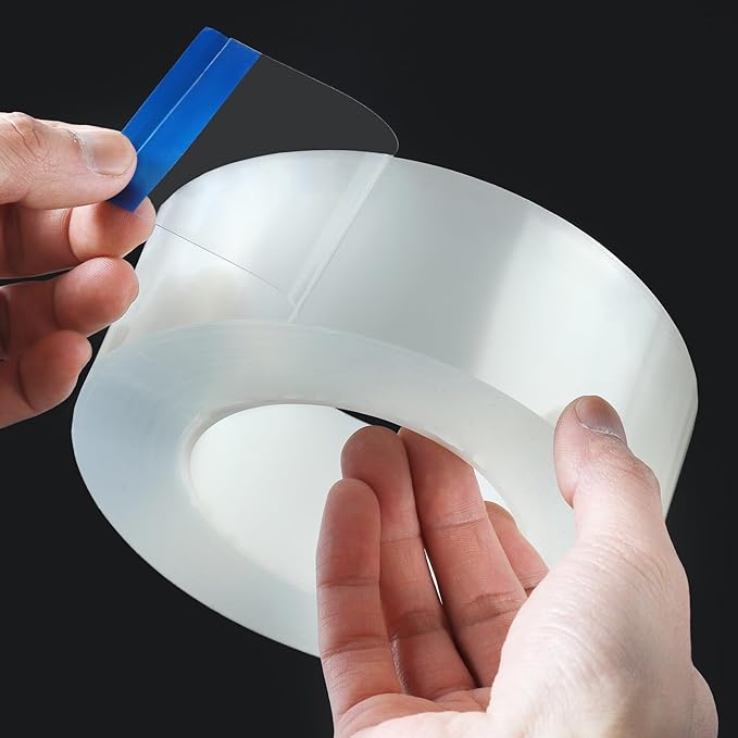Transparent Weather Sealing Tape, Clear Draft Isolation Film Tape for Door Draft Stopper, Adhesive Tape for Doors, Windows and Shower Glass Gaps - No Residue (1.2 Inch x 33Ft)
