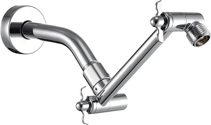 6 Inch Adjustable Shower Head Extension Arm, All-Metal Shower Arm Extender with Locking Set Screw for Rainfall, Fixed, Handheld Showerheads, G1/2 Universal Thread, Easy Installation, Chrome